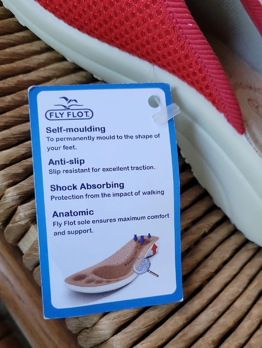 Fly Flot anatomic anti-shock red, slip on sandals, size EU35, US4, UK2.5